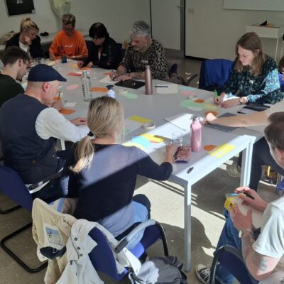 Lehrerinnen und Lehrer überlegen sich neue interessante Projekte für ihre Schülerinnen bei der TUSCH-Fortbildung